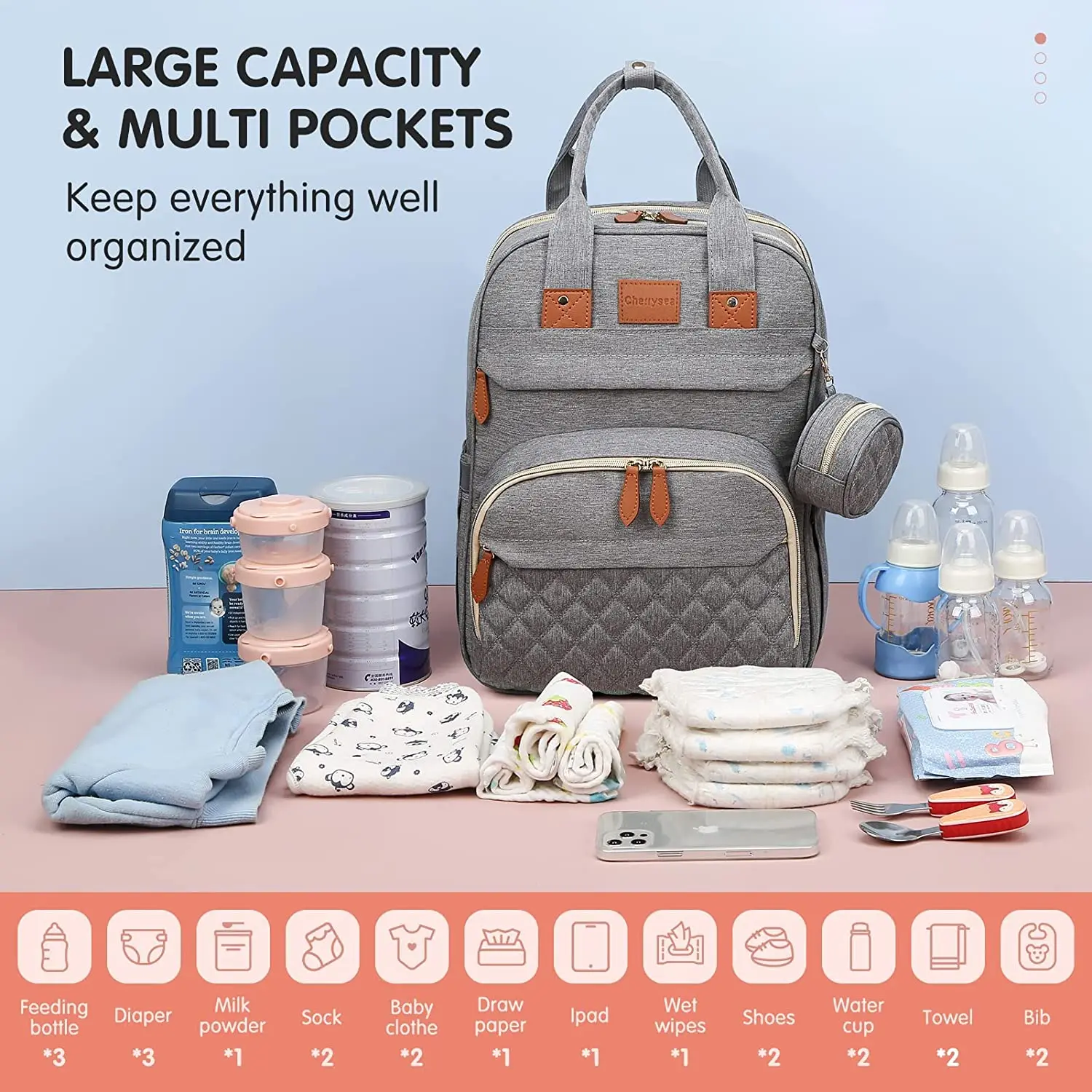 3 In 1 Diaper Bag Backpack Foldable Baby Bed Waterproof Travel Bag with USB Charge Diaper Bag Backpack with Changing Bed 3 types 4